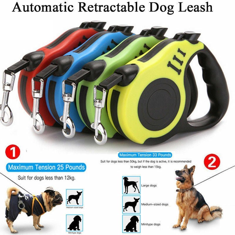 Automatic Retractable Dog Leash - Dual Size Options with Brake & Lock Safety System - furrybabbies.com