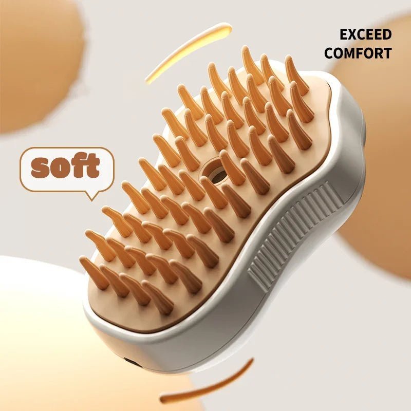 Electric Cat Steam Brush – 3 - in - 1 Pet Grooming Comb with Water Spray for Cats and Dogs, USB Rechargeable - furrybabbies.com