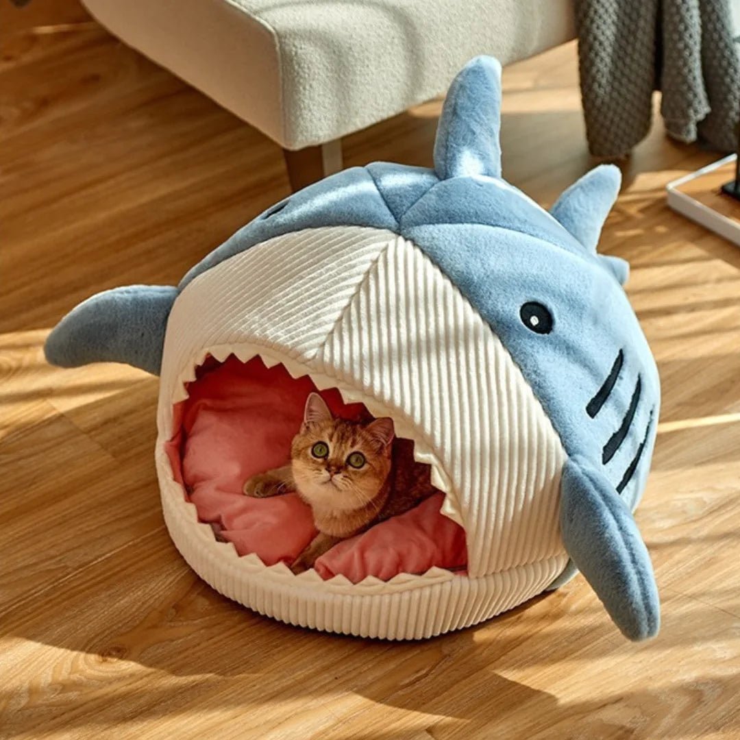 Luxury Plush Shark Pet Bed - furrybabbies.com