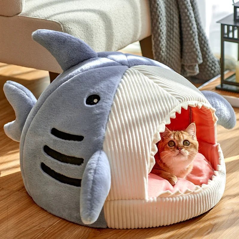 Luxury Plush Shark Pet Bed - furrybabbies.com