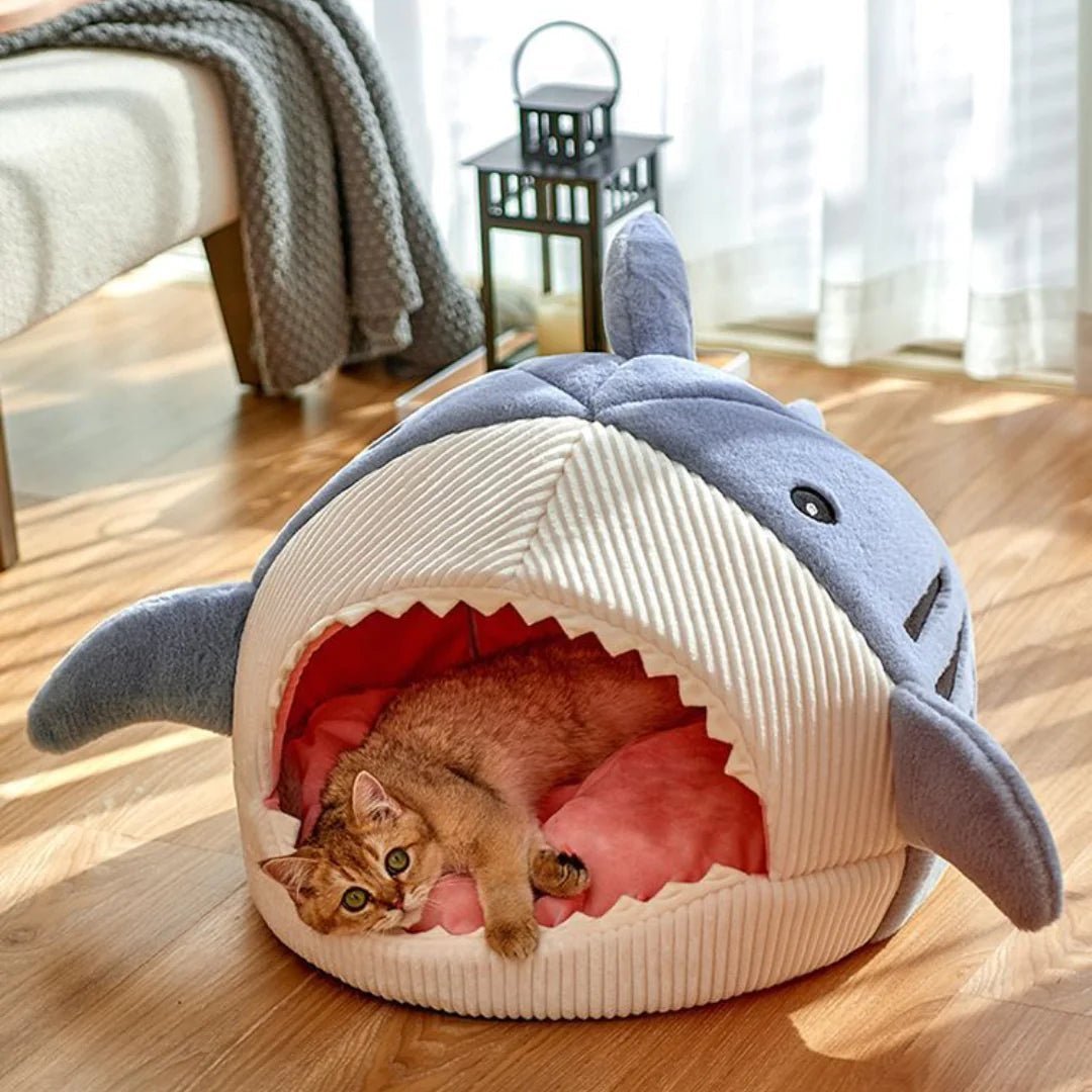 Luxury Plush Shark Pet Bed - furrybabbies.com