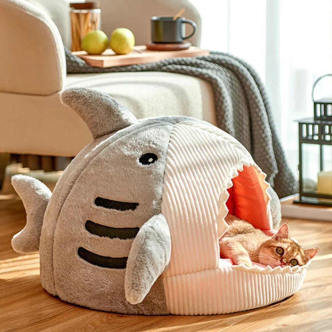 Luxury Plush Shark Pet Bed - furrybabbies.com